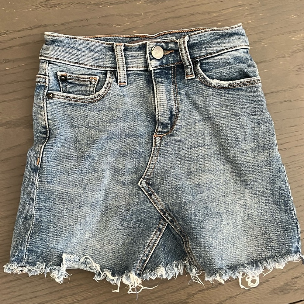 Pre-loved, lightly worn — DL1961 Kids Frayed Denim Skirt, Size 7